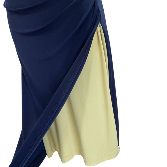 Lauren Ralph Lauren Dress SZ 8 Navy Yellow Sheath Career Minimalist Classic Chic - Picture 7 of 10